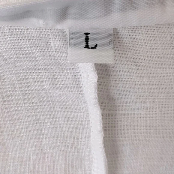 Bryn Walker White Button Down Coastal Beachy Linen Blouse Size L - Picture 9 of 9